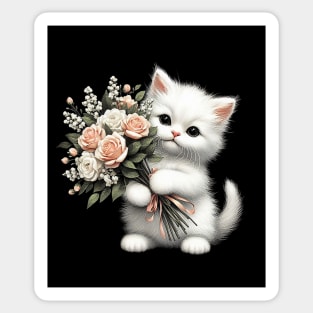 Cat with flower bouquet Sticker
